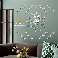 Classic Sun Flame 25 Small 25 Large Star Silver With 20 Butterfly Golden Acrylic Mirror Wall Sticker|Mirror For Wall|Mirror Stickers For Wall|Wall Mirror|Flexible Mirror|3D Mirror Wall Stickers|Wall Sticker Cp-206-thumb2