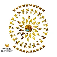 Classic Sun Flame 25 Small 25 Large Star With 20 Butterfly Golden Acrylic Mirror Wall Sticker|Mirror For Wall|Mirror Stickers For Wall|Wall Mirror|Flexible Mirror|3D Mirror Wall Stickers|Wall Sticker Cp-180-thumb1