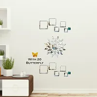 Classic Sun Flame 12 Square Silver With 20 Butterfly Golden Acrylic Mirror Wall Sticker|Mirror For Wall|Mirror Stickers For Wall|Wall Mirror|Flexible Mirror|3D Mirror Wall Stickers|Wall Sticker Cp-146-thumb2