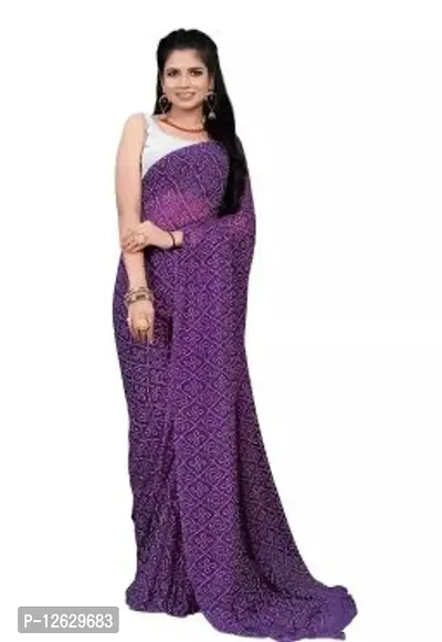 Stylish Georgette Self Pattern Women Saree with Blouse piece