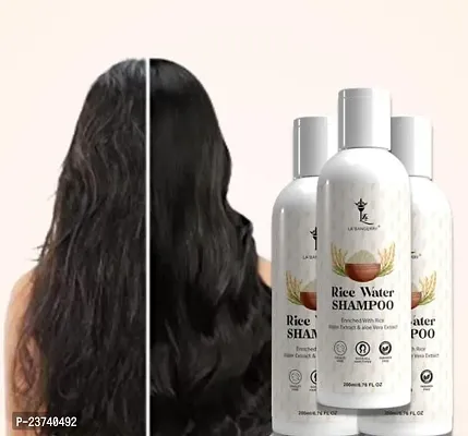 High Quality Fermented Rice Water Shampoo Helps for Hair Grow Long, Damage Hair, Hairfall Control,Paraben Free and Sulphate Free, Hair Shampoo,Baal Ghanay Aur Lambe Karne Ka Nuskha, Suitable for All Hair Types - pack of 3 , 200ml