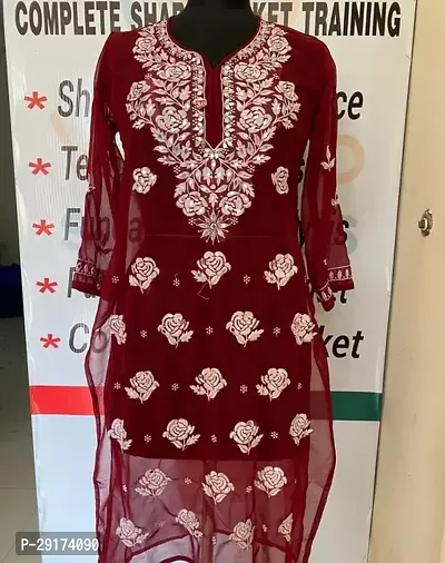 Classic Chiffon Embroidered Kurti with Inner-thumb0