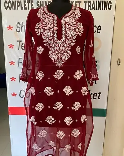 Classic Chiffon Embroidered Kurti with Inner