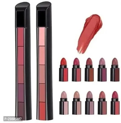 5 in 1 Velvet Creamy Matte Lipstick The Red  Nude Pack Of 2 Multicolor 15 g