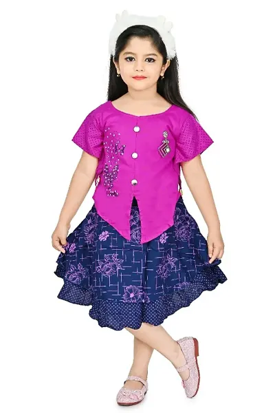 Girls Multicolor Rayon Two Part Frock For Festive &amp; Party Wear