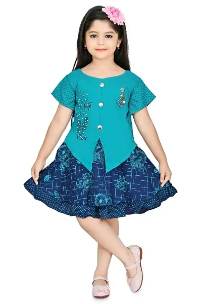 Girls Rayon Two Part Frock For Festive Party Wear