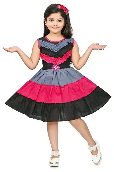 Girls Cute Silk Blend Frock For Festive Party Wear