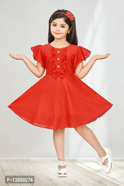 Girls Beautiful Funky Cotton Blend Frock For Festive  Party Wear-thumb0