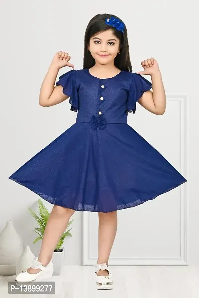 Girls Beautiful Funky Cotton Blend Frock For Festive  Party Wear-thumb0