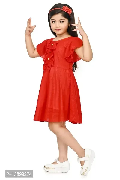 Girls Beautiful Funky Cotton Blend Frock For Festive  Party Wear-thumb5