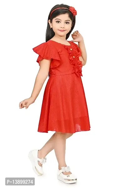 Girls Beautiful Funky Cotton Blend Frock For Festive  Party Wear-thumb2