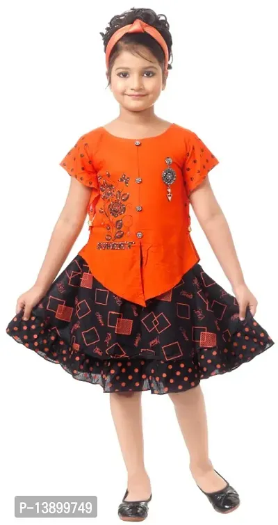 Girls Unique Cotton Blend Two Part Frock For Festive  Party Wear