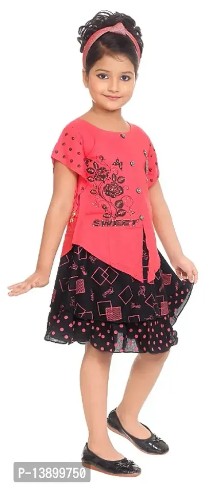 Girls Unique Cotton Blend Two Part Frock For Festive  Party Wear-thumb2