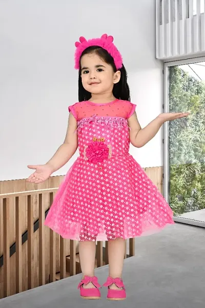 Girls Beautiful Kidos Net Frock For Festive Party Wear