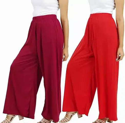 Stunning Multicoloured Polyster Blend Palazzos For Women Pack Of 3