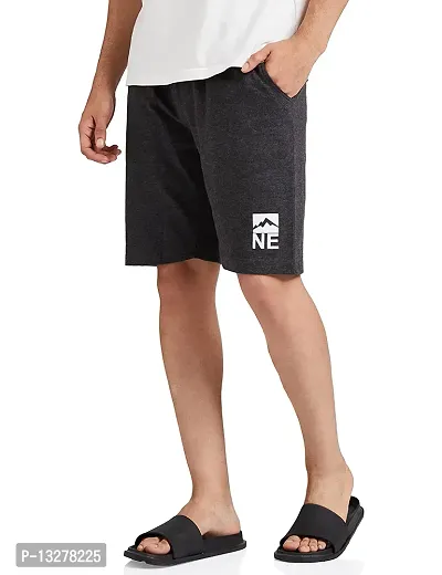 Stylish Black Cotton  Regular Shorts For Men