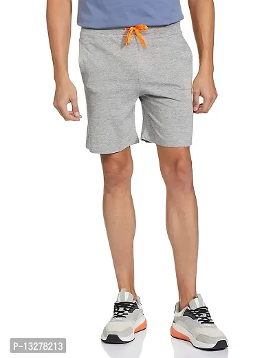 Stylish Grey Cotton  Regular Shorts For Men-thumb0