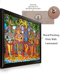 Lord Krishna Mural Painting laminated Print With Wood Frame (17.4 X 11.4) inch Digital Reprint-thumb3