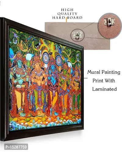 Lord Krishna Mural Painting laminated Print With Wood Frame (17.4 X 11.4) inch Digital Reprint-thumb4