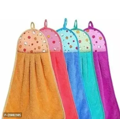 pack of 5 Plain Microfiber Wash Basin Hanging Hand Kitchen Towel Napkin With Ties Pack Of 5-thumb0