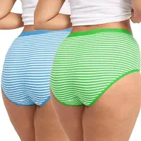 Vesy Women Bra Panty Set Solid Colors Cotton Line Pattern Full Coverage Plus Size Multicolor Lingerie Set (Pack of 2) (D, Green Blue, 50)-thumb2