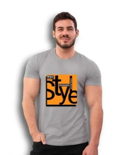 Elegant Polyester Printed Solid Round Neck Half Sleeves Tees For Men