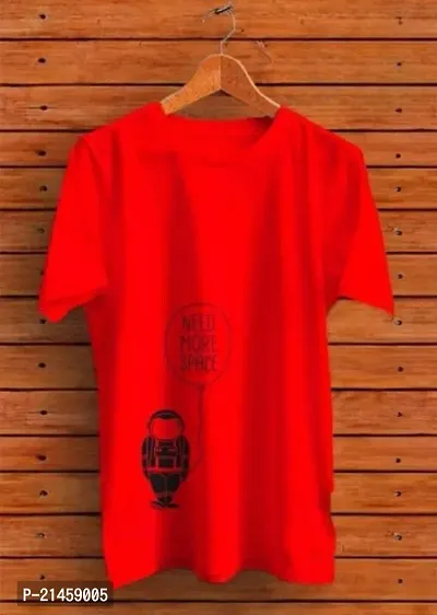 Classic Red Polyester Printed Round Neck Tees For Men-thumb0