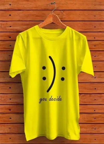 CSK Store You Decide Happy Sad Face Design Round Neck T-Shirt for Men