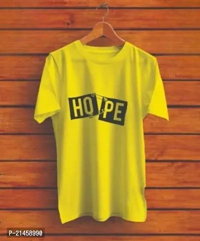 Classic Yellow Polyester Printed Round Neck Tees For Men-thumb0