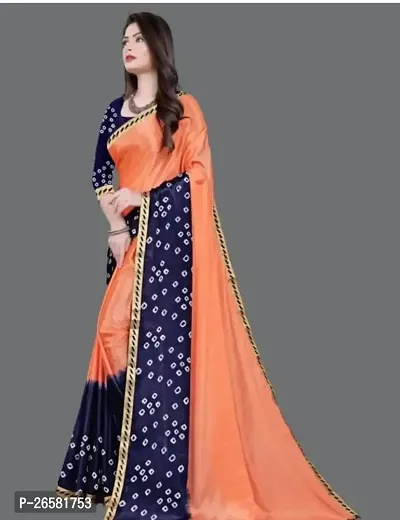 Stylish Art Silk Orange Printed Saree with Blouse piece For Women-thumb2
