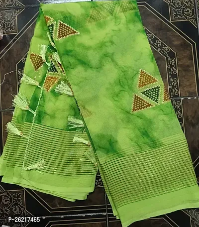 Green chiffon saree for women
