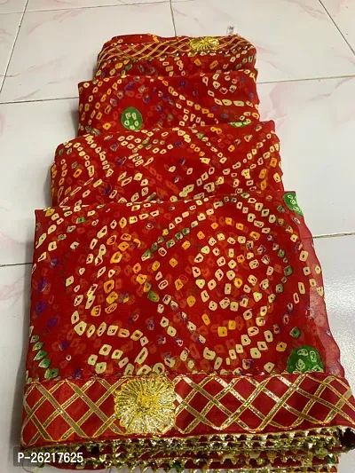 RED BANDHEJ GEORGETTE SAREE FOR WOMEN