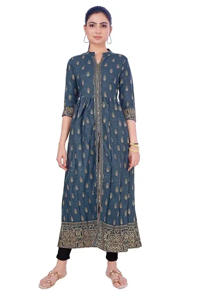 Stylish Cotton Printed A-Line Kurti