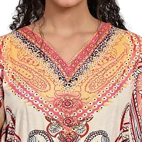 Stylish Multicoloured Crepe Abstract Print Kaftan Dress For Women-thumb4