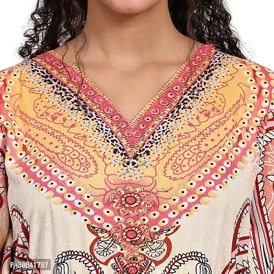 Stylish Multicoloured Crepe Abstract Print Kaftan Dress For Women-thumb5