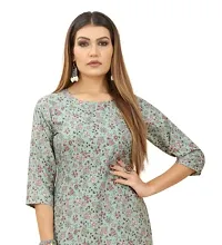 SEEWAN SUTRA A-Line Grey Printed Crepe Kurta | NVYACRP08S_P-thumb1