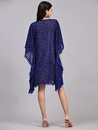 Stylish Blue Crepe Polka Dots Kaftan Dress For Women-thumb2