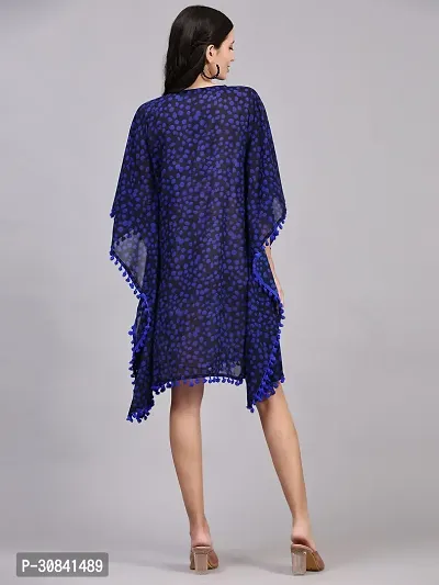 Stylish Blue Crepe Polka Dots Kaftan Dress For Women-thumb3