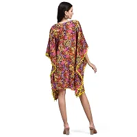 Stylish Multicoloured Crepe Floral Printed Kaftan Dress For Women-thumb3