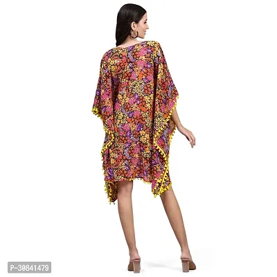 Stylish Multicoloured Crepe Floral Printed Kaftan Dress For Women-thumb4