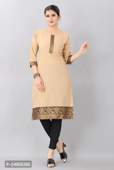 SEEWAN SUTRA A-Line Beige Jacquard Weave Cotton Kurta | NVYACTN04S_P-thumb0