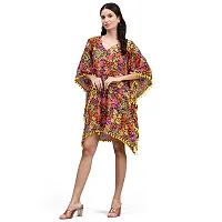 Stylish Multicoloured Crepe Floral Printed Kaftan Dress For Women-thumb1