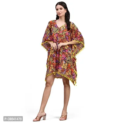 Stylish Multicoloured Crepe Floral Printed Kaftan Dress For Women-thumb2