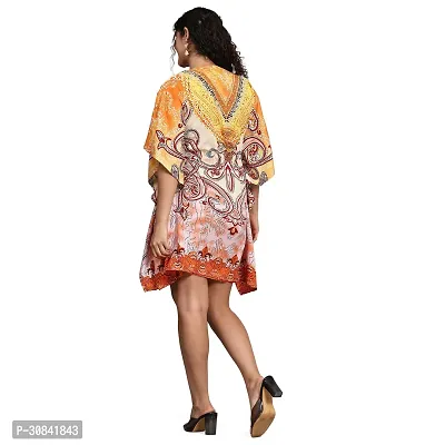 Stylish Multicoloured Crepe Abstract Print Kaftan Dress For Women-thumb4