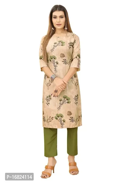 A-Line Beige  Crepe Kurta For Women