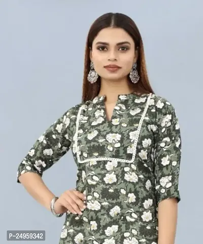 SEEWAN SUTRA Short Kurti Green Lace Border Cotton Kurta | NVYACTN29S_P-thumb2