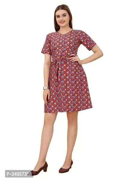 SEEWAN SUTRA Short Kurti Maroon Printed Cotton Kurta | D52NS_P-thumb0