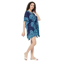 Stylish Blue Crepe Floral Printed Kaftan Dress For Women-thumb2