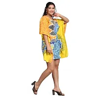 Stylish Lemon Yellow Crepe Abstract Print Kaftan Dress For Women-thumb2