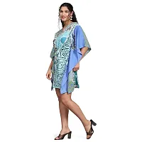 Stylish Blue Crepe Abstract Print Kaftan Dress For Women-thumb1